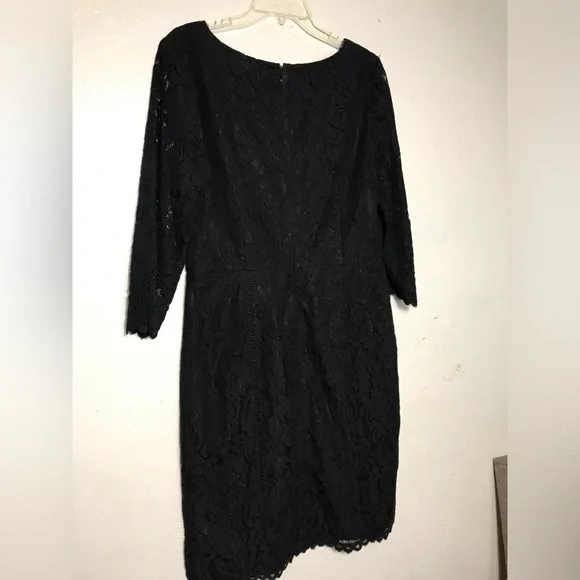 Talbots Black Lace Midi Dress 12 - Picture 6 of 8